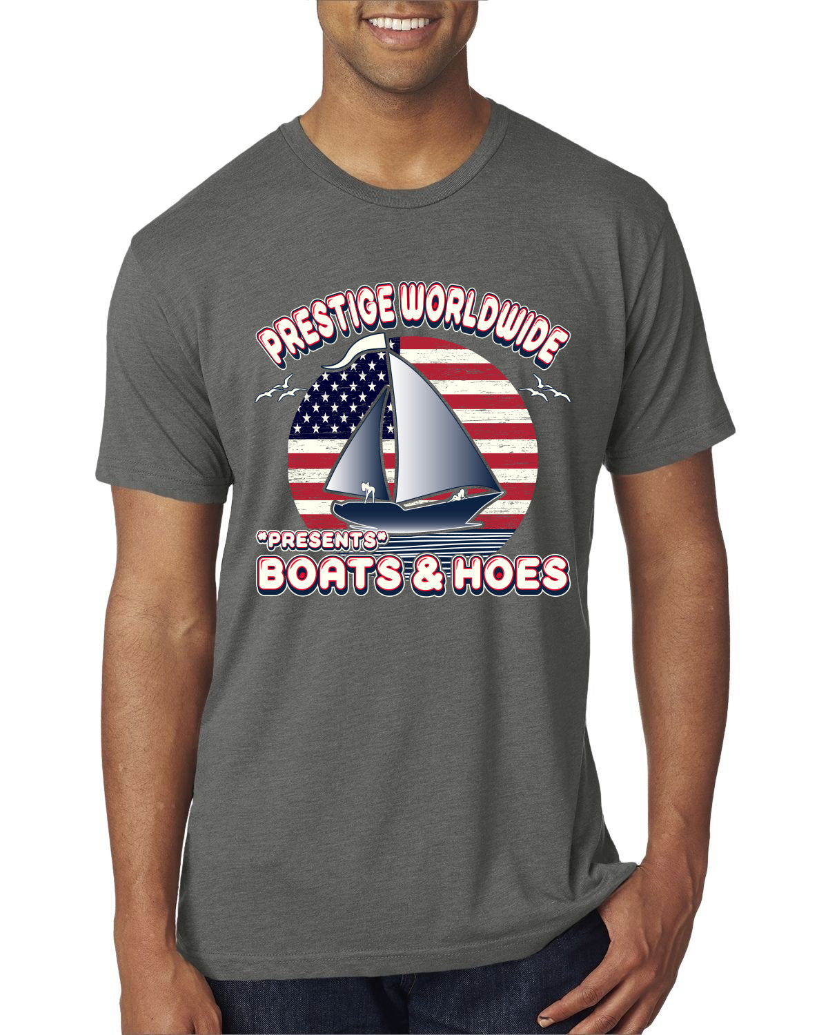 Vintage Retro USA Prestige Worldwide Funny Boats and Hoes Vintage / Retro Mens Premium Tri Blend T-Shirt