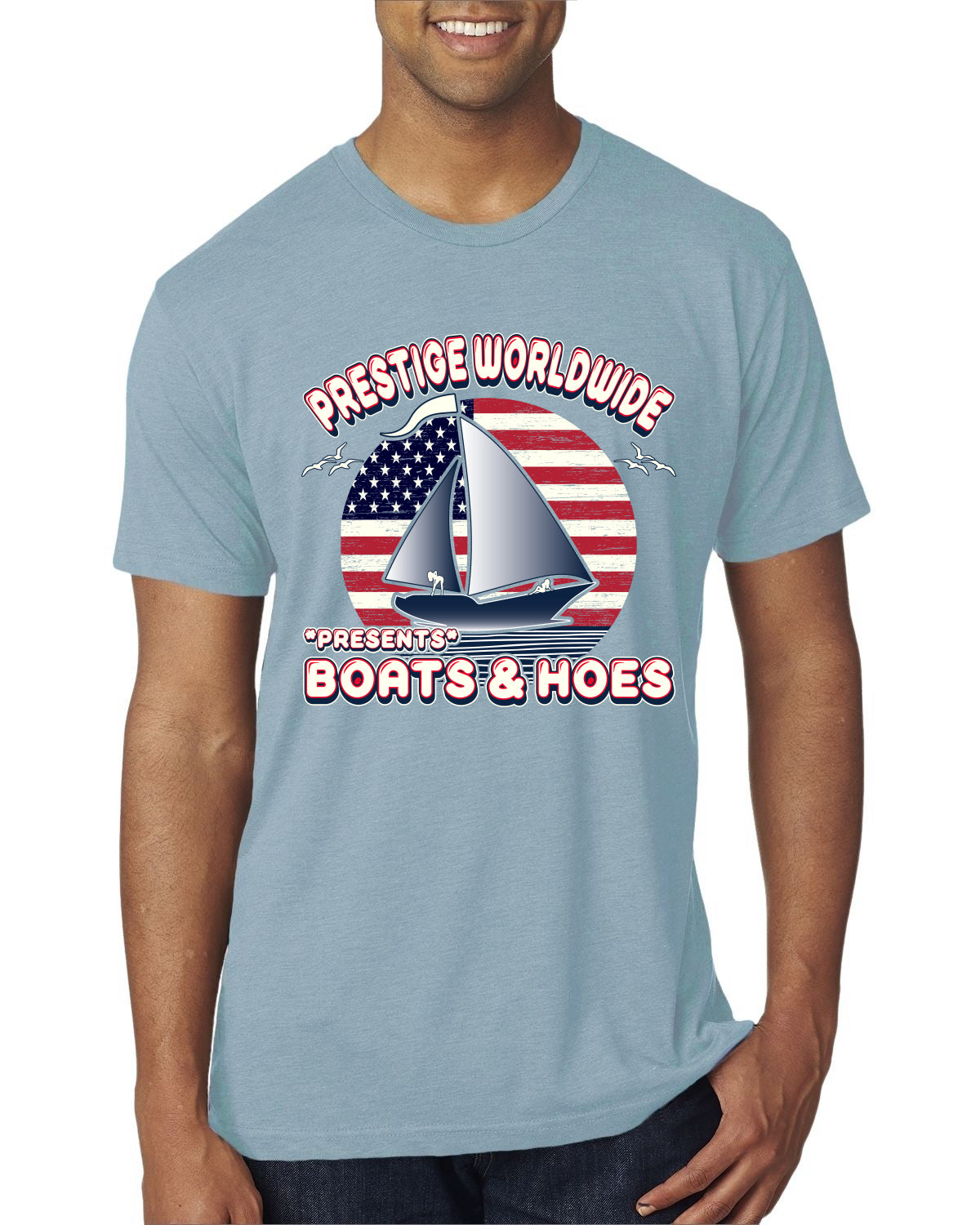 Vintage Retro USA Prestige Worldwide Funny Boats and Hoes Vintage / Retro Mens Premium Tri Blend T-Shirt