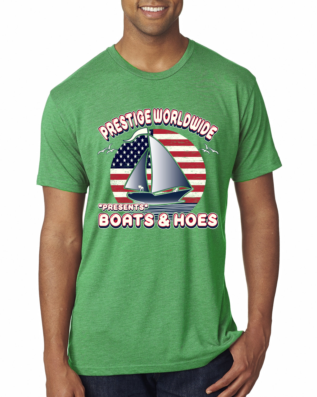 Vintage Retro USA Prestige Worldwide Funny Boats and Hoes Vintage / Retro Mens Premium Tri Blend T-Shirt