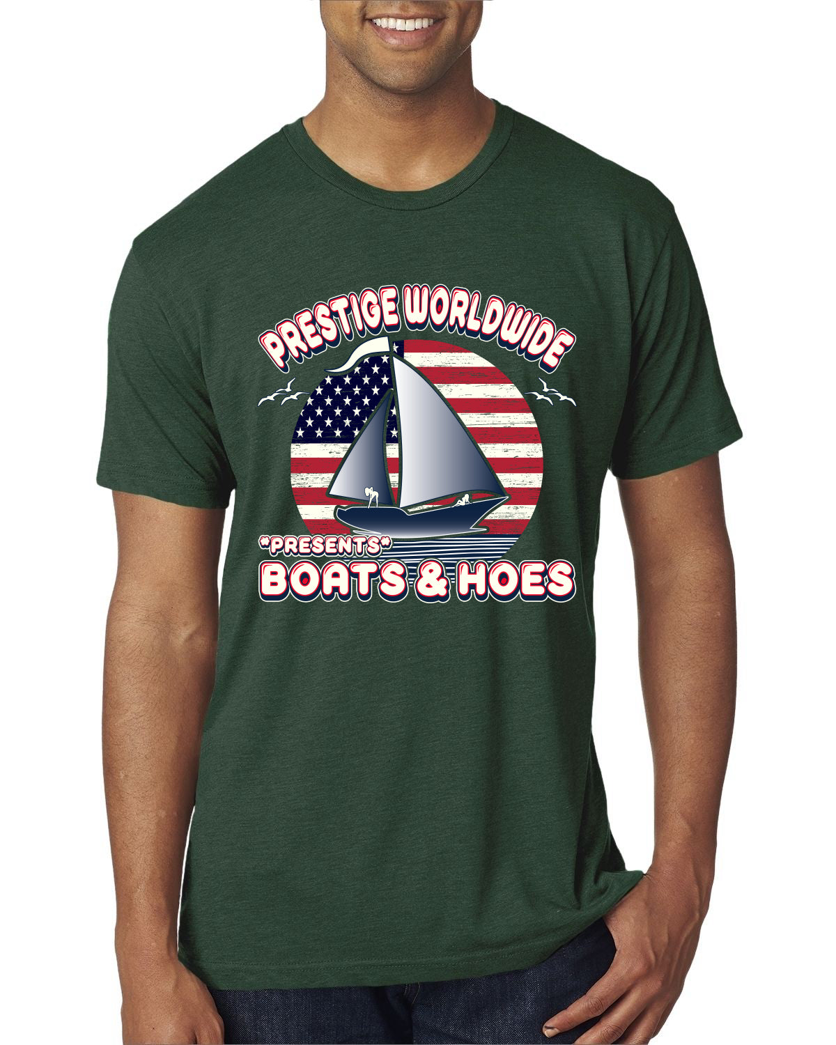 Vintage Retro USA Prestige Worldwide Funny Boats and Hoes Vintage / Retro Mens Premium Tri Blend T-Shirt