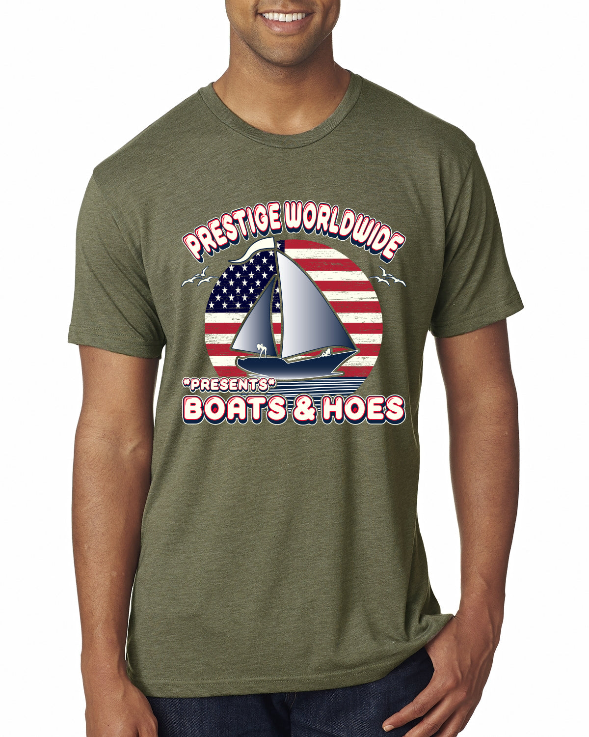 Vintage Retro USA Prestige Worldwide Funny Boats and Hoes Vintage / Retro Mens Premium Tri Blend T-Shirt