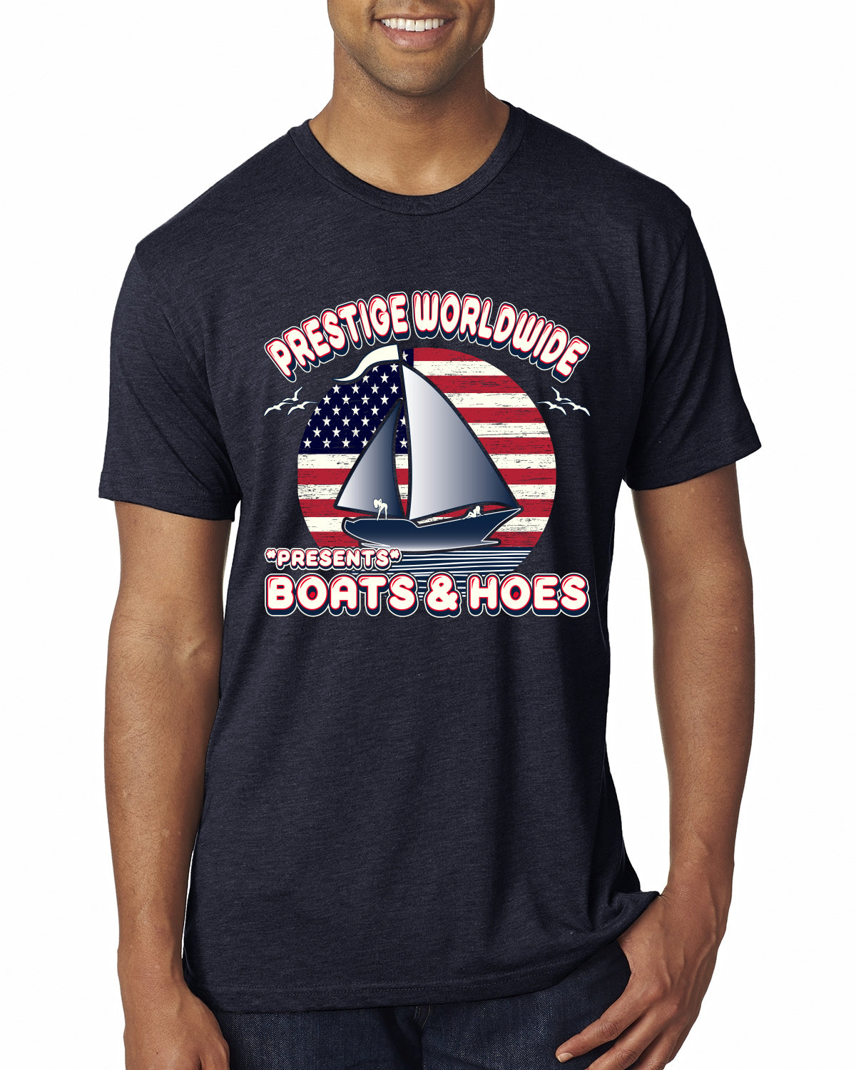 Vintage Retro USA Prestige Worldwide Funny Boats and Hoes Vintage / Retro Mens Premium Tri Blend T-Shirt