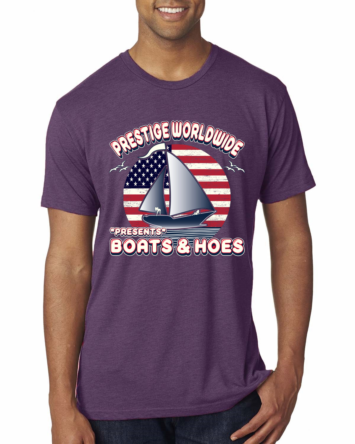 Vintage Retro USA Prestige Worldwide Funny Boats and Hoes Vintage / Retro Mens Premium Tri Blend T-Shirt