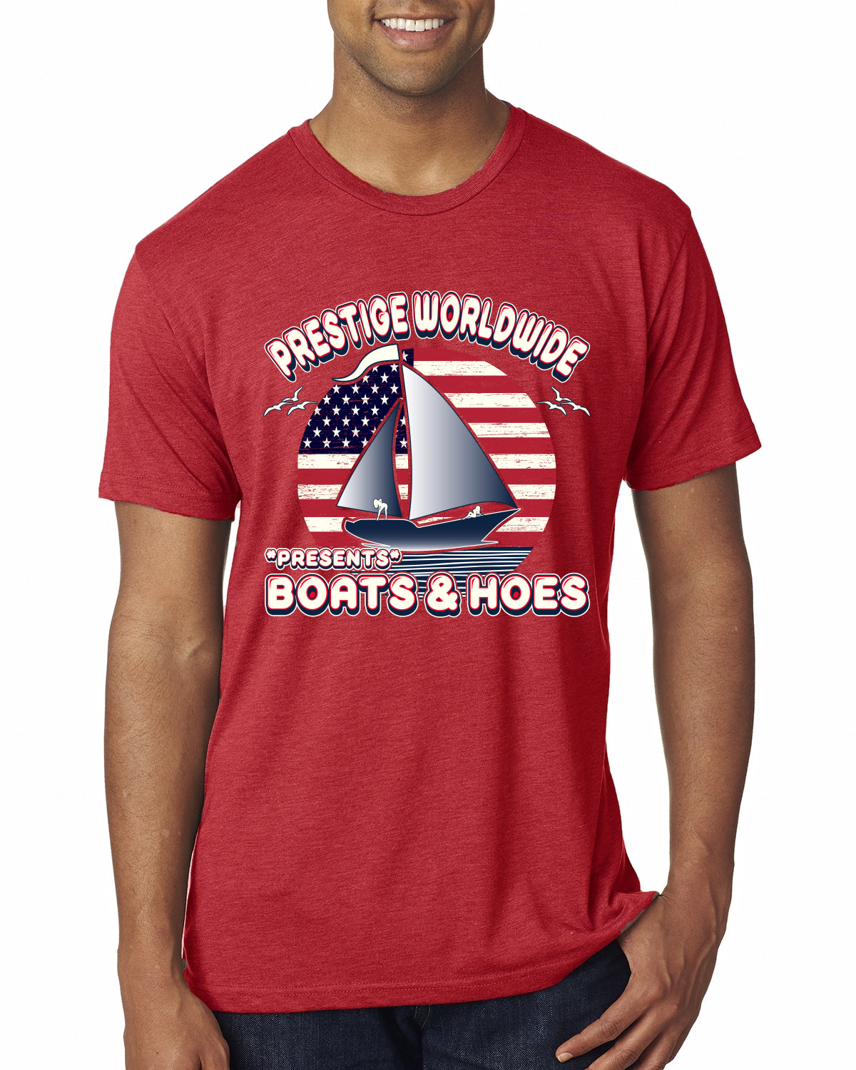 Vintage Retro USA Prestige Worldwide Funny Boats and Hoes Vintage / Retro Mens Premium Tri Blend T-Shirt