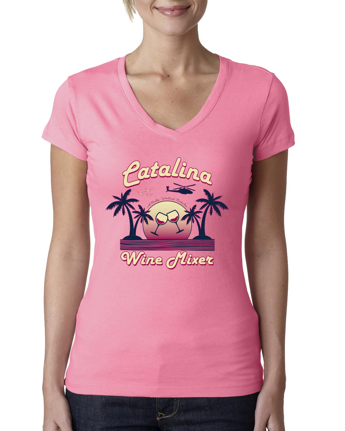 Funny Island Pop Culture Womens Junior Fit V-Neck Tee