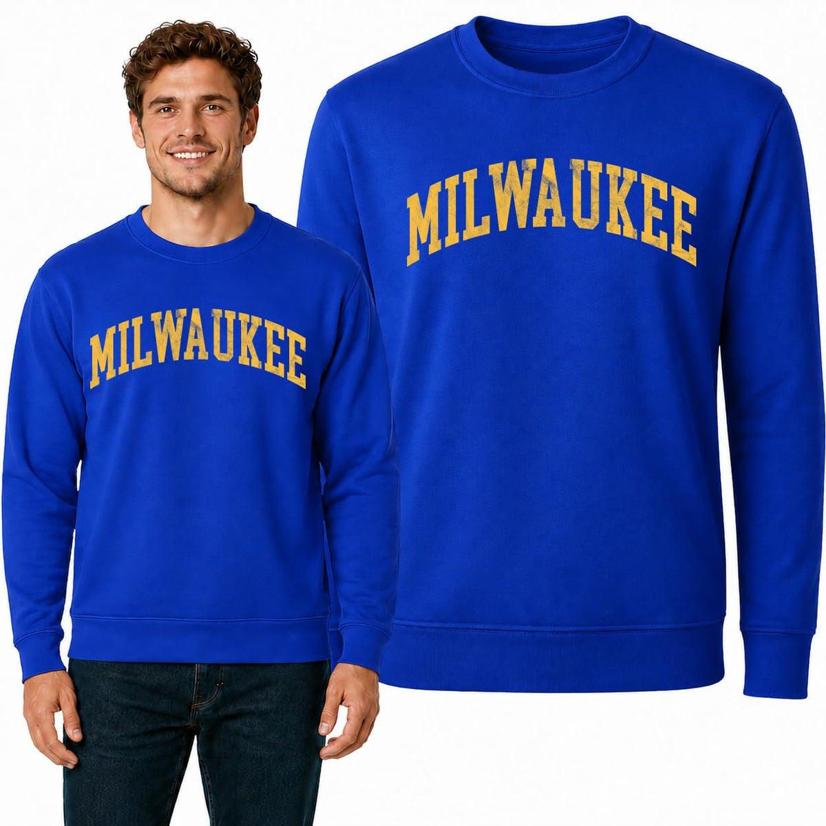 Milwaukee Fan Crewneck Sweatshirt Mens Graphic Sweatshirt