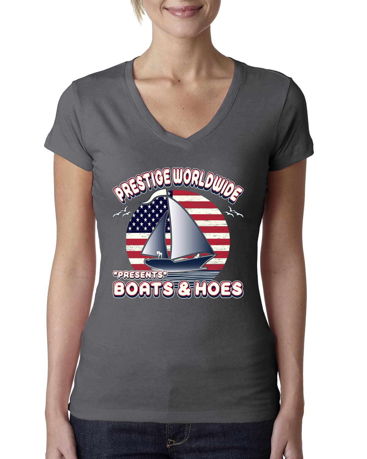 Funny Island Pop Culture Womens Junior Fit V-Neck Tee