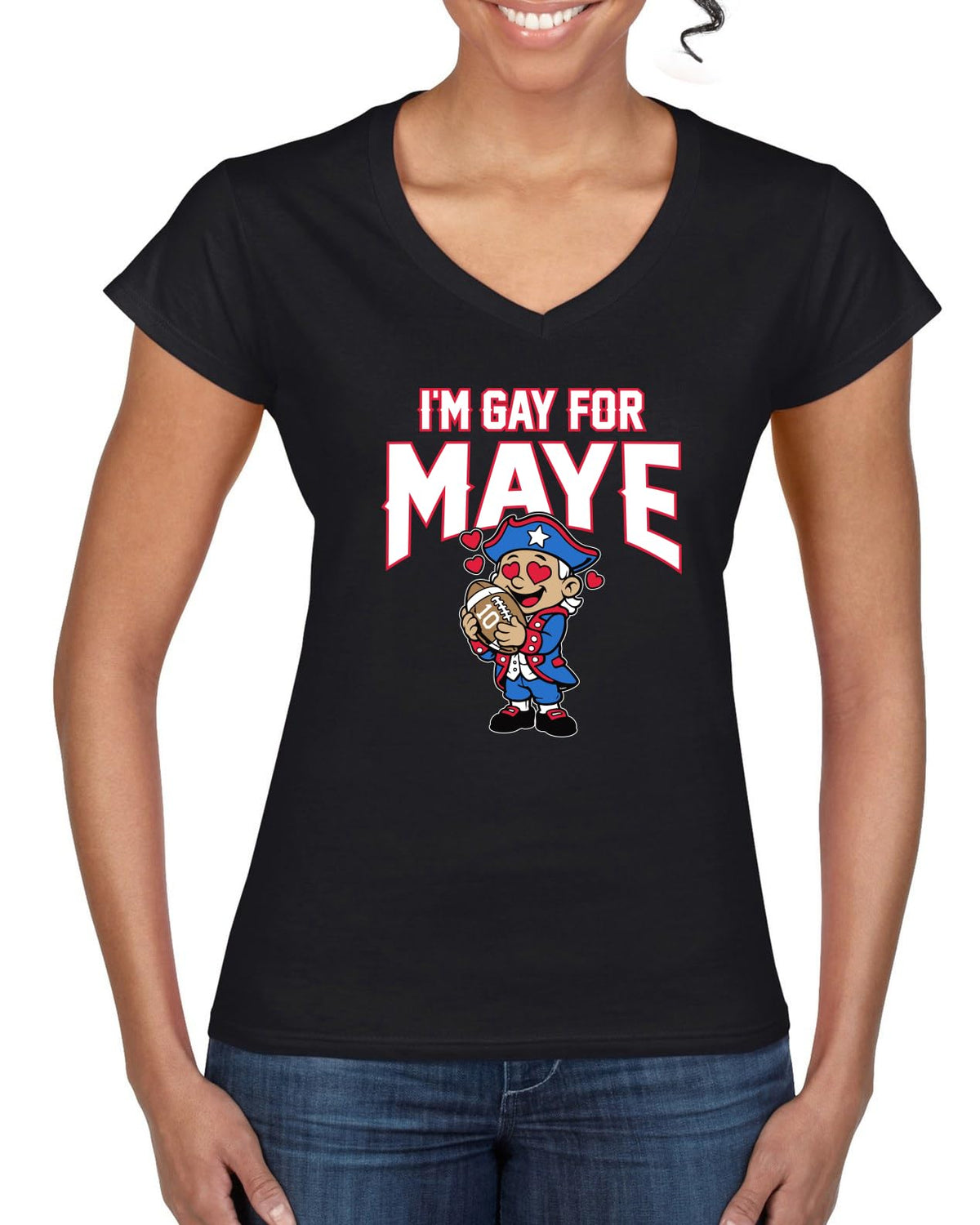 New England Fans NE Fantasy Football Sports Womens V-Neck Tee