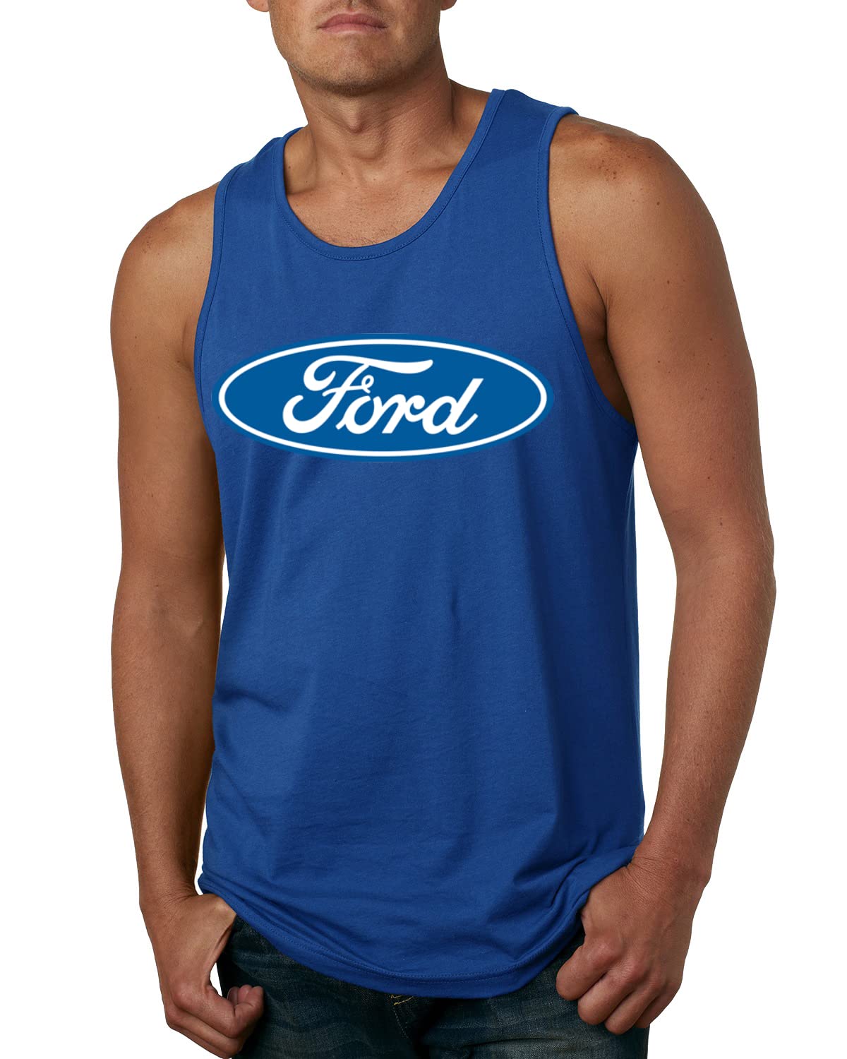 Ford Logo Tank Officially Licensed Blue Emblem Performance Cars and Trucks Mens Graphic Tank Top