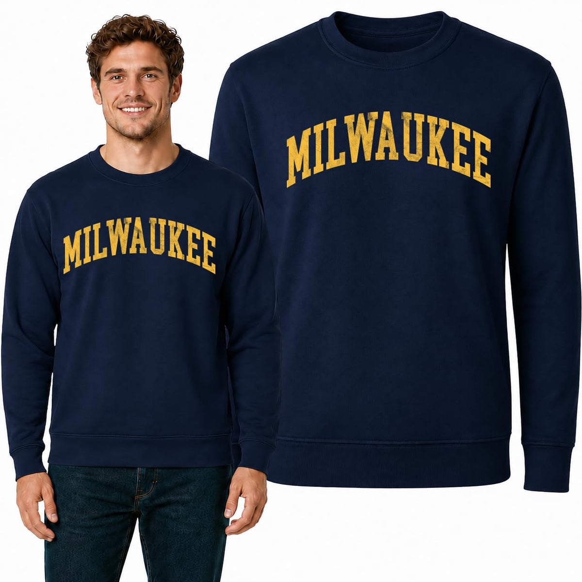 Milwaukee Fan Crewneck Sweatshirt Mens Graphic Sweatshirt