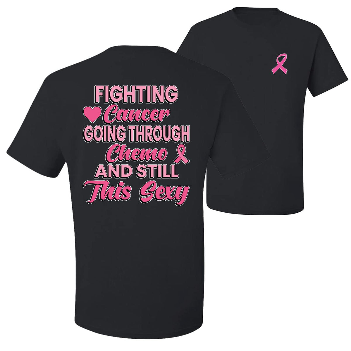 Breast Cancer Awareness Faith Pink Ribbon Sunflower Front and Back Unisex T-Shirt