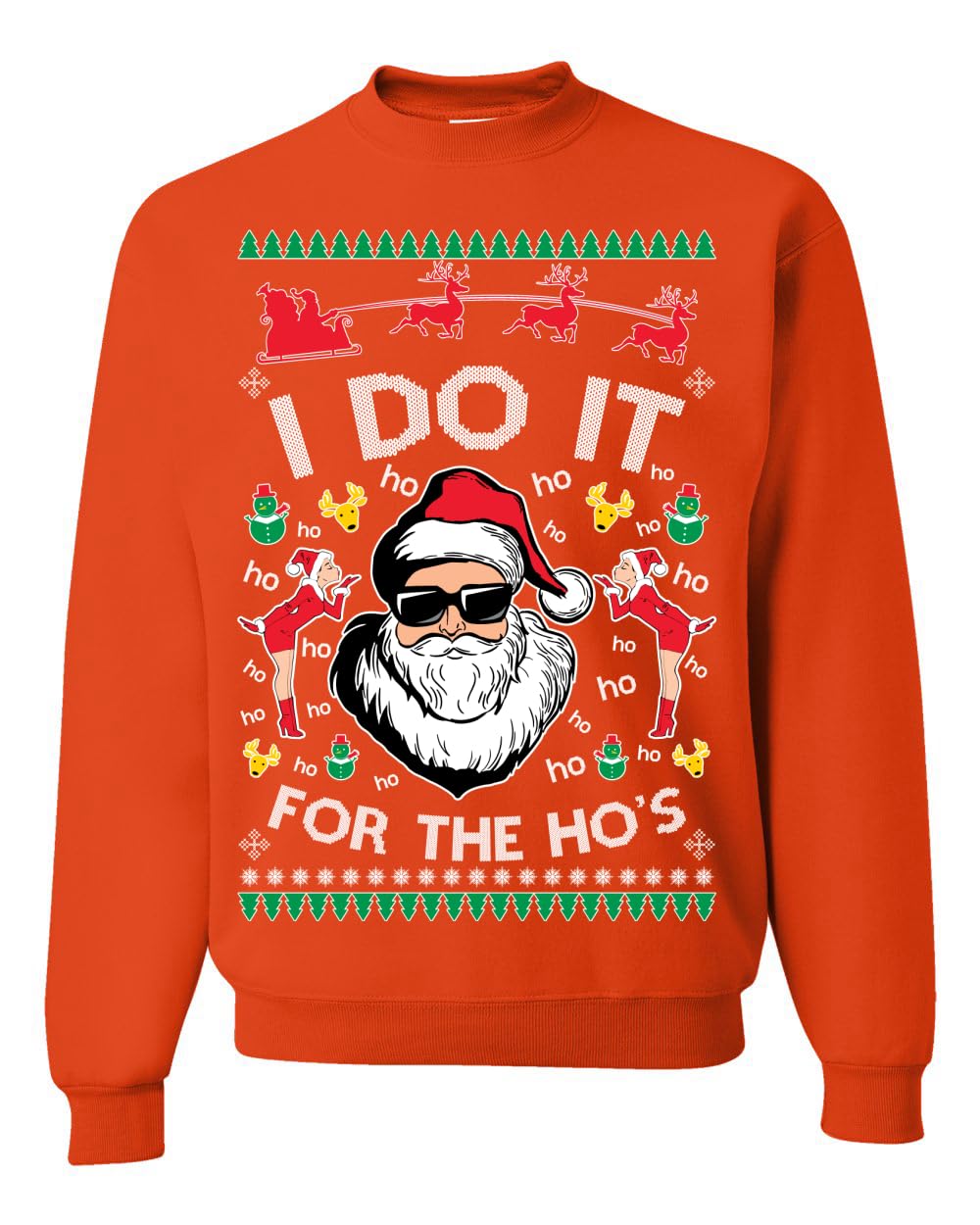I Do It for the Hos Funny Santa Ugly Christmas Sweater Crewneck Sweatshirt