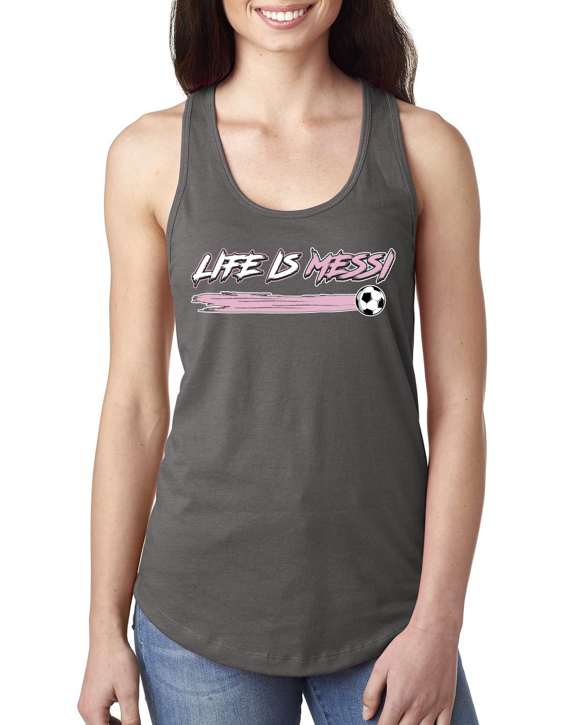 Its About To Get Miami Style Soccer Fan GOAT Sports Ladies Racerback Tank Top