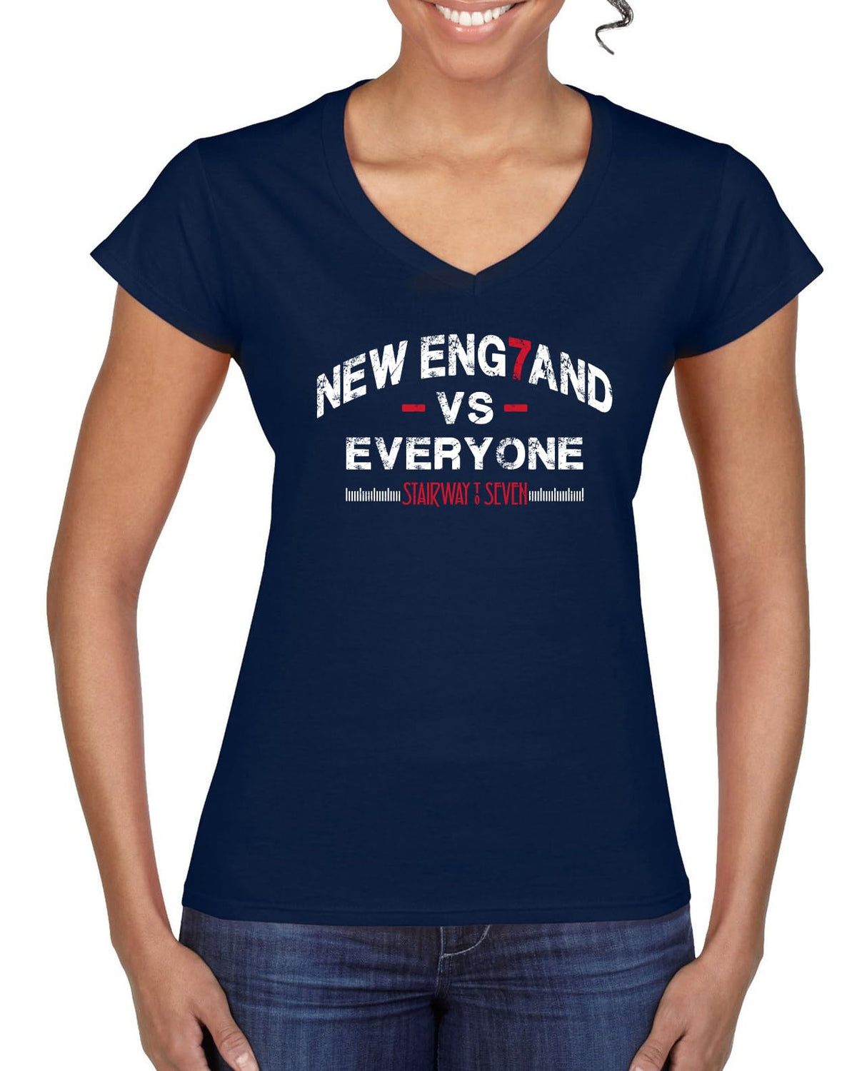 New England Fans NE Fantasy Football Sports Womens V-Neck Tee