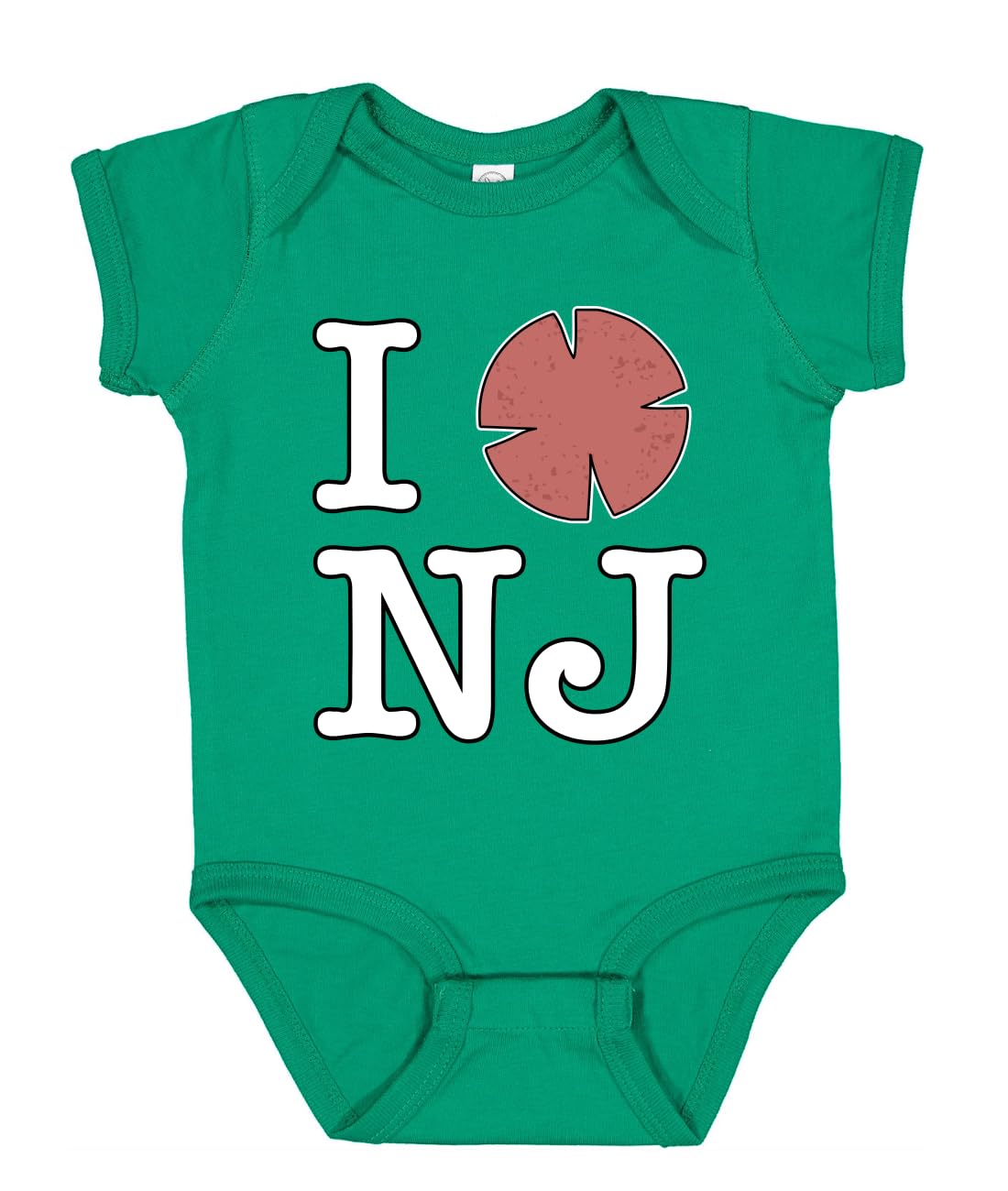I Heart NJ Funny Love New Jersey Pork Roll Shape Breakfast Meme Fashion Baby Creeper Boys Girls Infant Bod