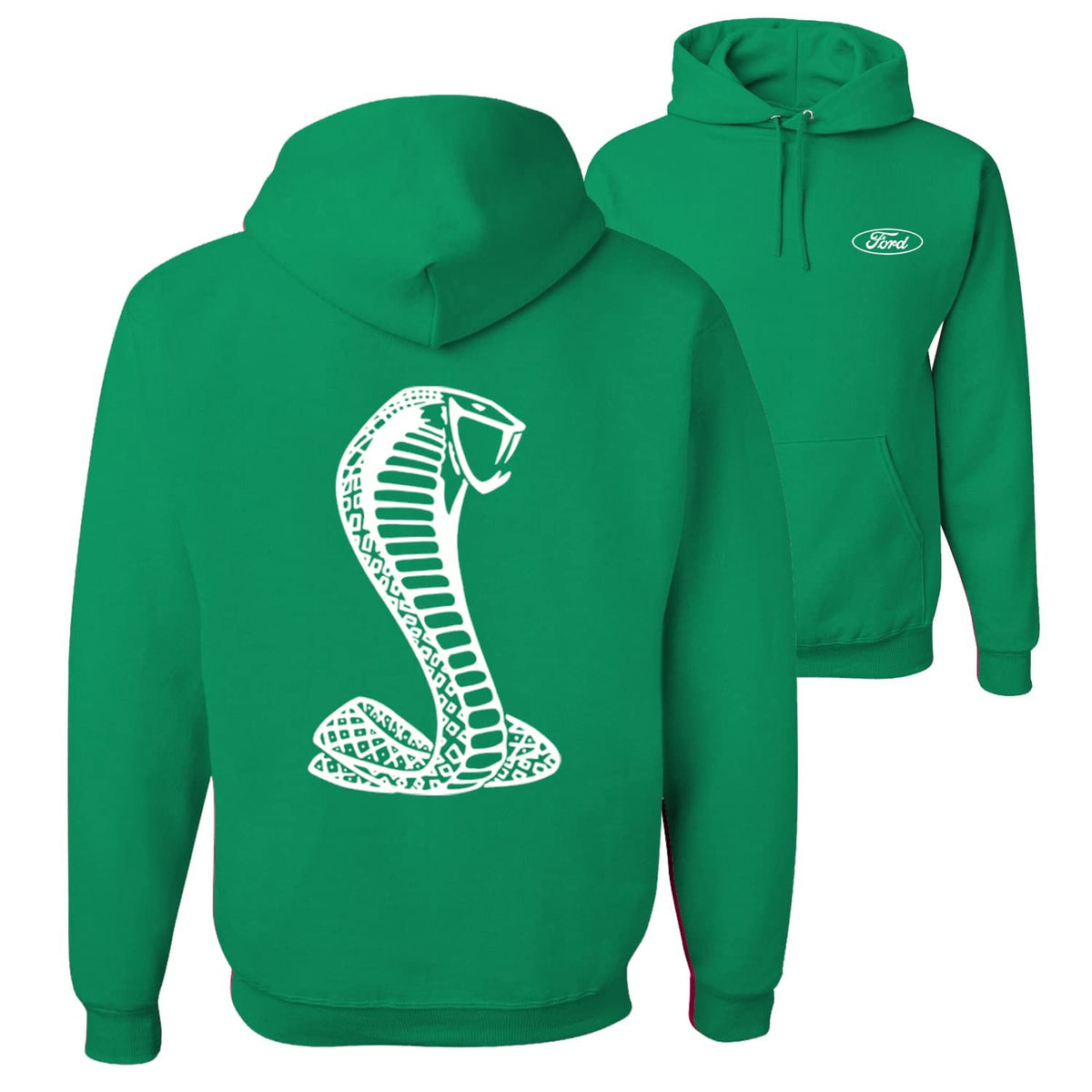 Retro Ford Shelby Cobra Emblem Vintage White Logo Cars and Trucks Front and Back Unisex Hoodie Sweatshirt