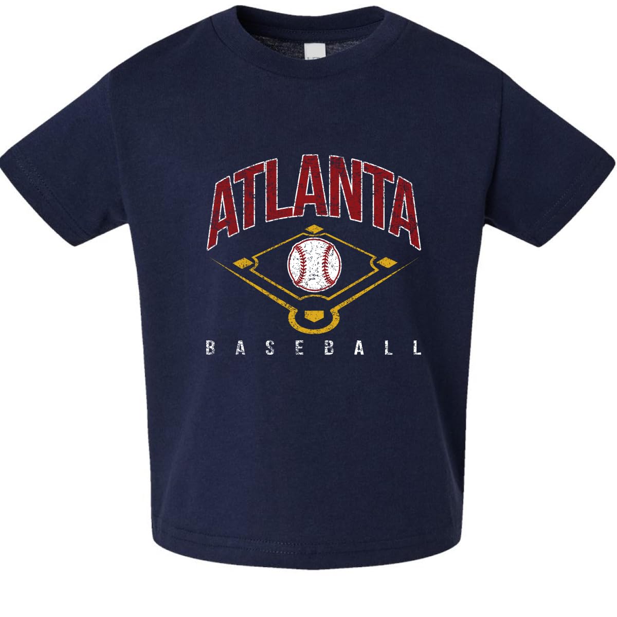 American Baseball Fan Vintage Distressed Field Sports Toddler Crew Graphic T-Shirt