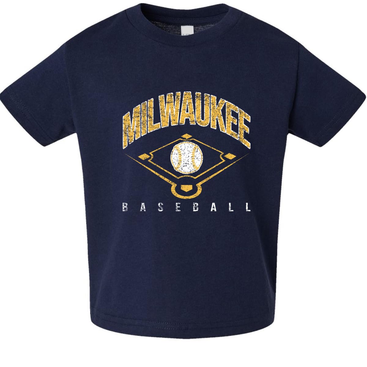 American Baseball Fan Vintage Distressed Field Sports Toddler Crew Graphic T-Shirt