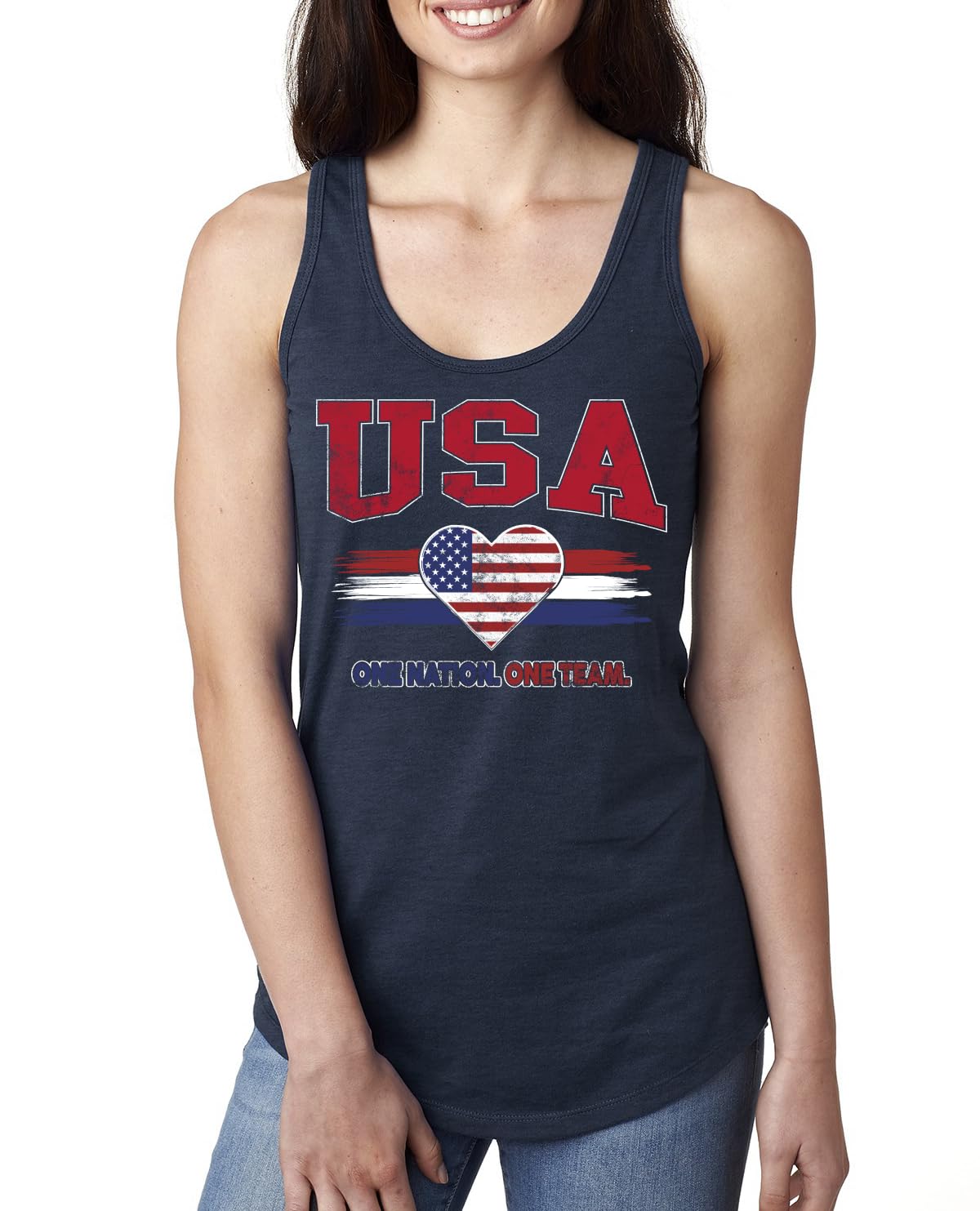 Flag Heart Soccer Fan, Women's Novelty Shirt, Game Day Gift for Her Racerback Tank Top