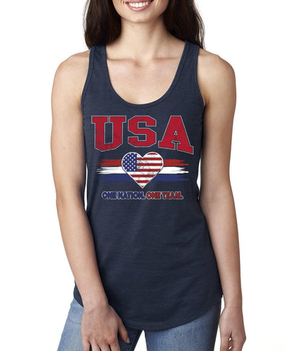 Flag Heart Soccer Fan, Women's Novelty Shirt, Game Day Gift for Her Racerback Tank Top