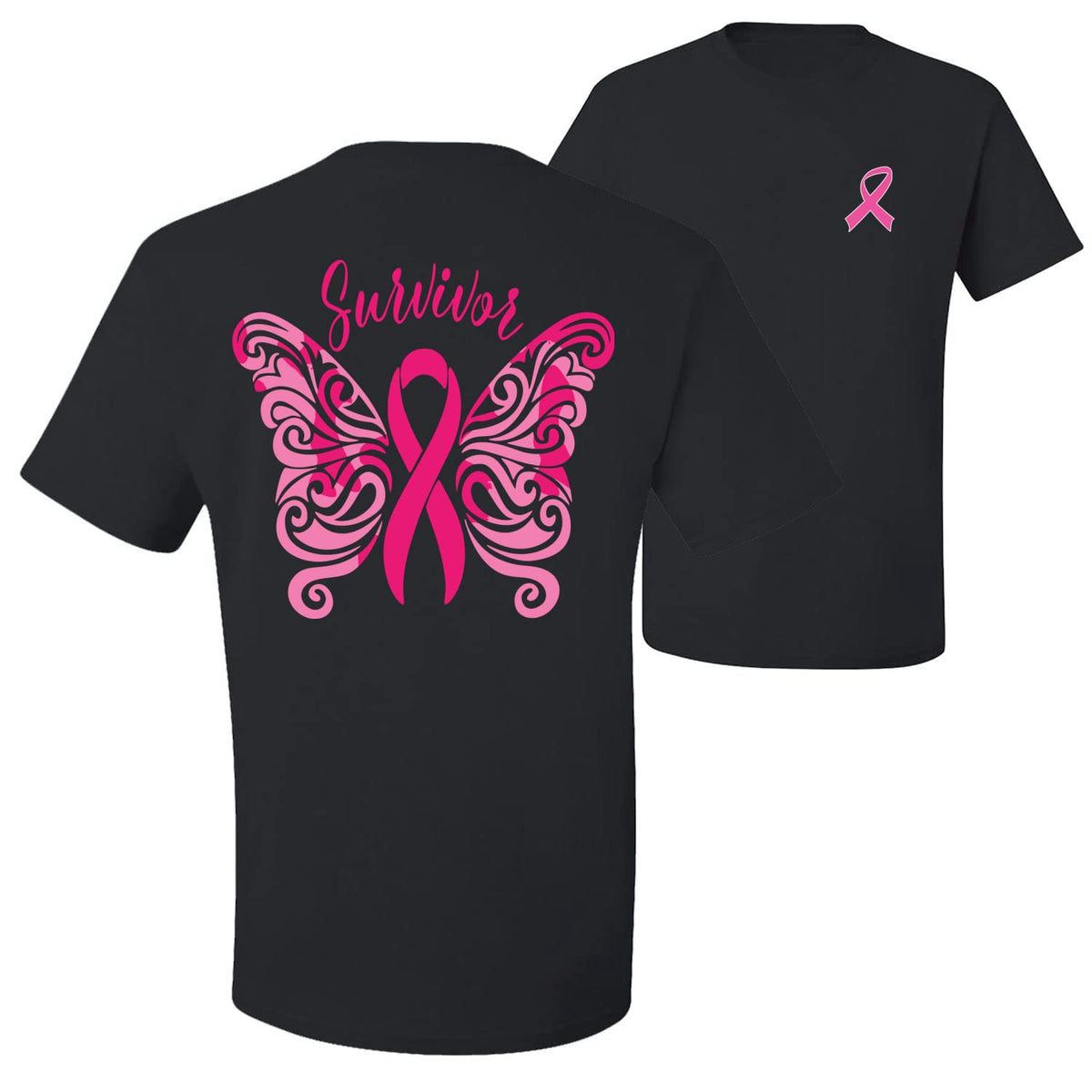 Breast Cancer Awareness Faith Pink Ribbon Sunflower Front and Back Unisex T-Shirt