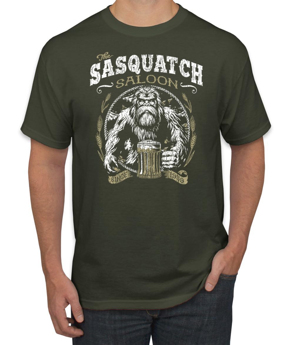 The Sasquatch Saloon Funny Bigfoot Beer Conspiracy Pop Culture Men's T-Shirt