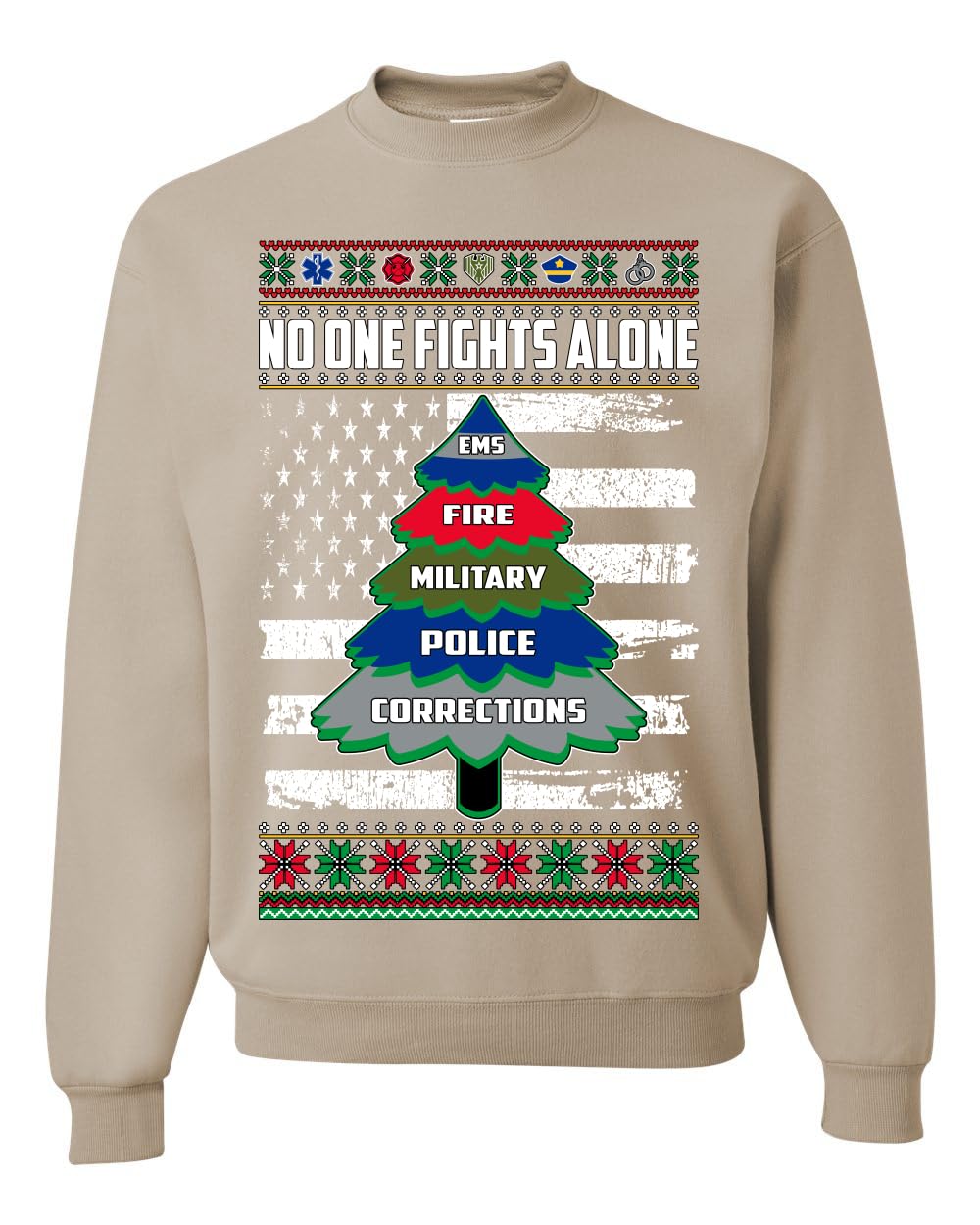 No One Fights Alone First Responder Hoodie Dispatcher EMS Corrections Police Fire Military Unisex Crewneck Sweatshirt