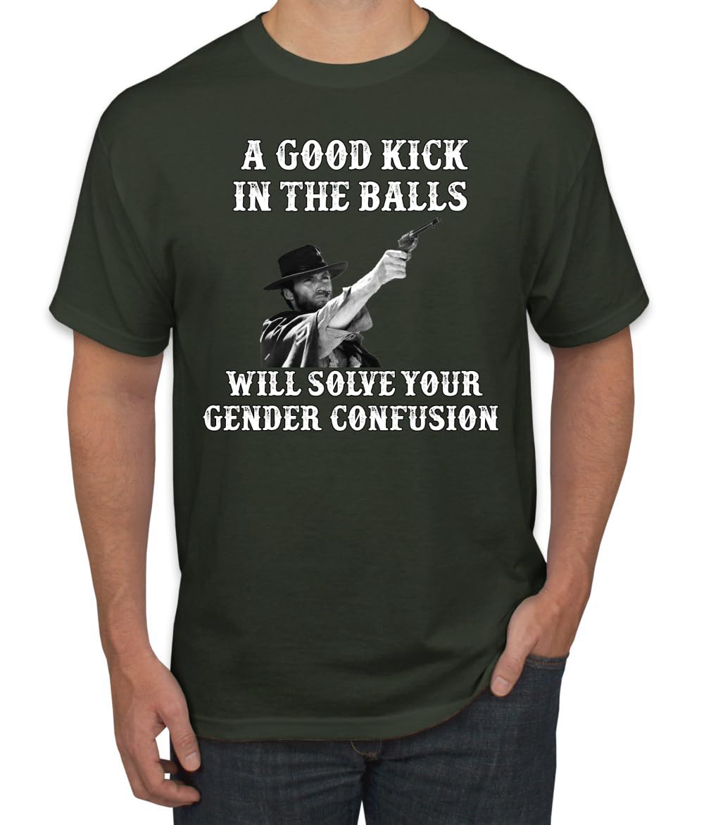 A Good Kick in The Balls Solves Gender Confusion Political Men's T-Shirt