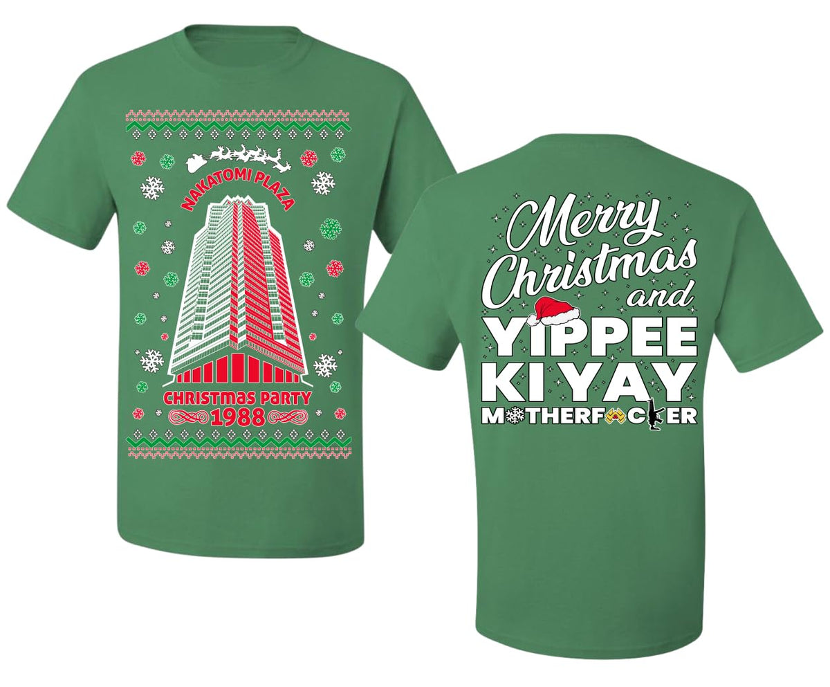 Nakatomi Plaza Christmas Party 1988 Front and Back Style Ugly Christmas Men's T-Shirt