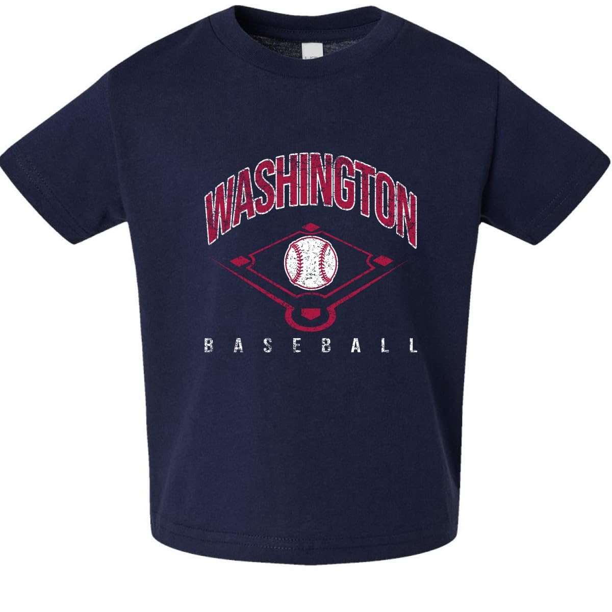 American Baseball Fan Vintage Distressed Field Sports Toddler Crew Graphic T-Shirt