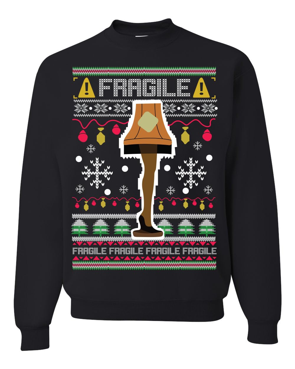 Fragile Leg Lamp Ugly Christmas Sweater Unisex Crewneck Graphic Sweatshirt