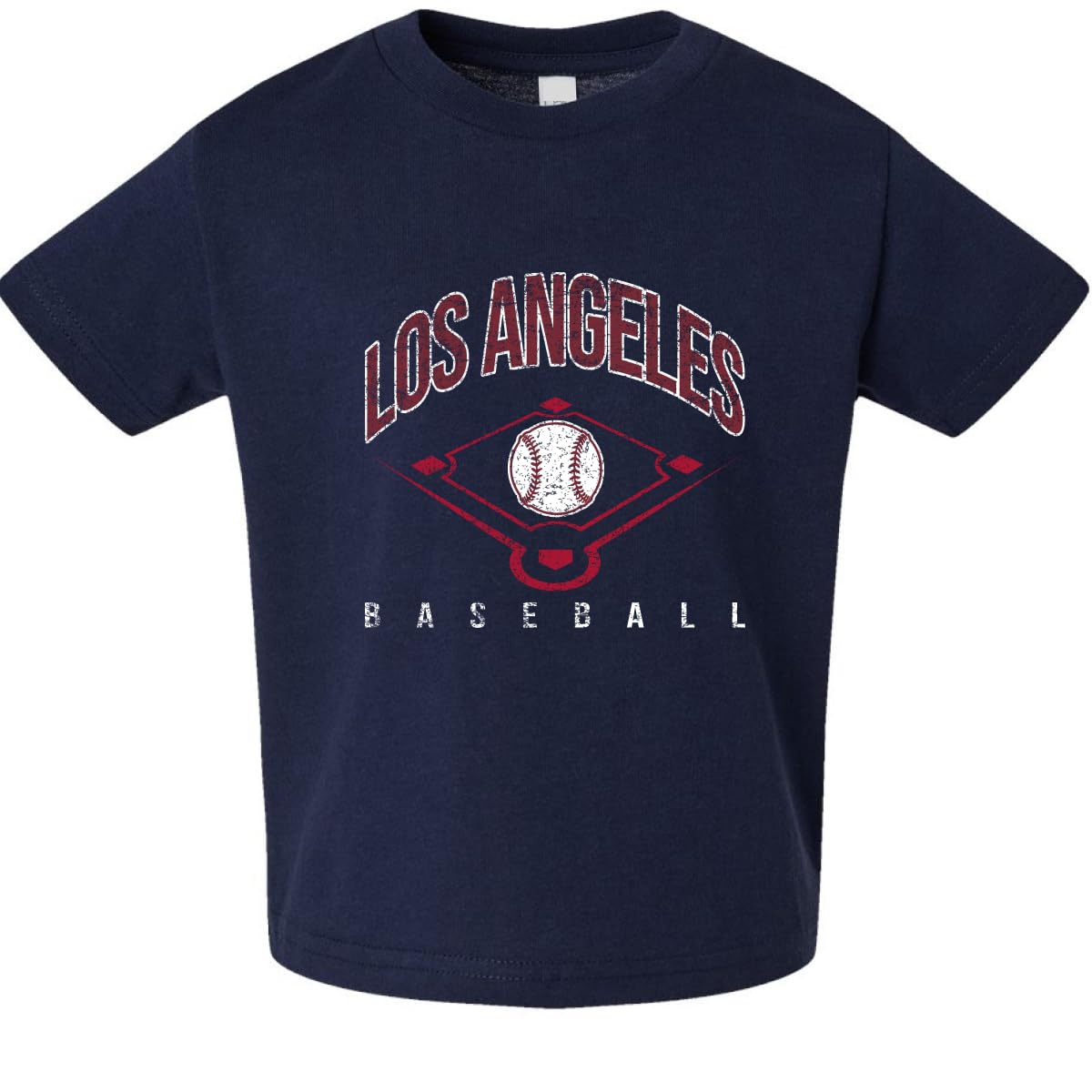American Baseball Fan Vintage Distressed Field Sports Toddler Crew Graphic T-Shirt