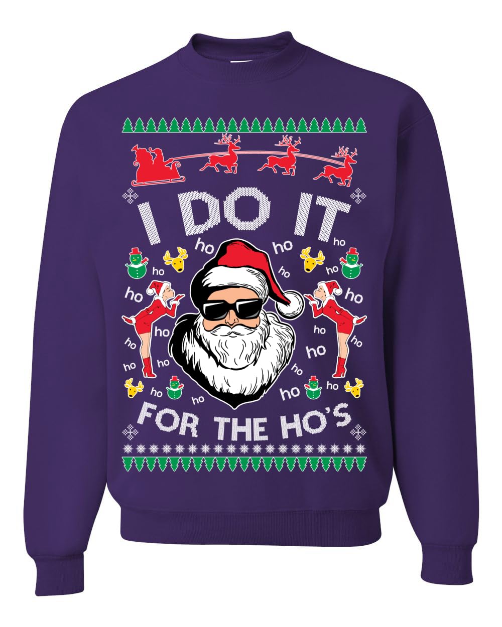 I Do It for the Hos Funny Santa Ugly Christmas Sweater Crewneck Sweatshirt