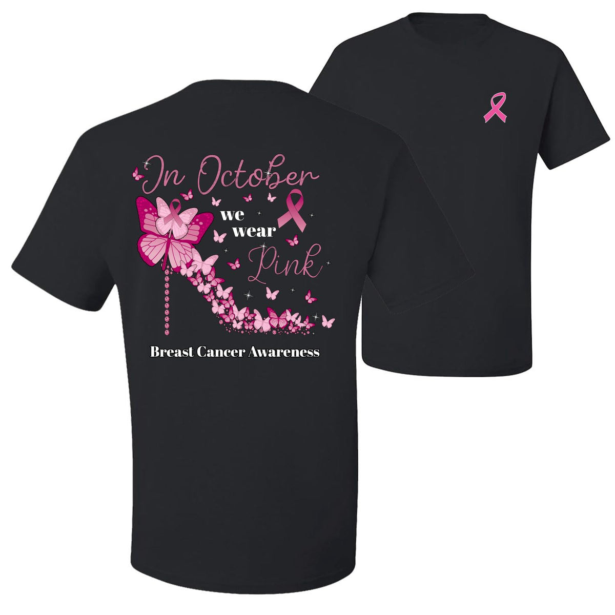 Breast Cancer Awareness Faith Pink Ribbon Sunflower Front and Back Unisex T-Shirt
