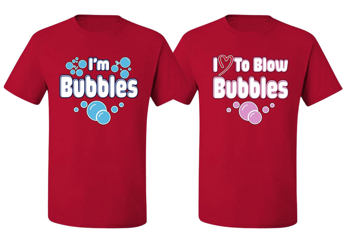 I Love to Blow Bubbles, I'm Bubbles Funny Couples Joke His and Hers Valentine's Day Matching Couple T-Shirt
