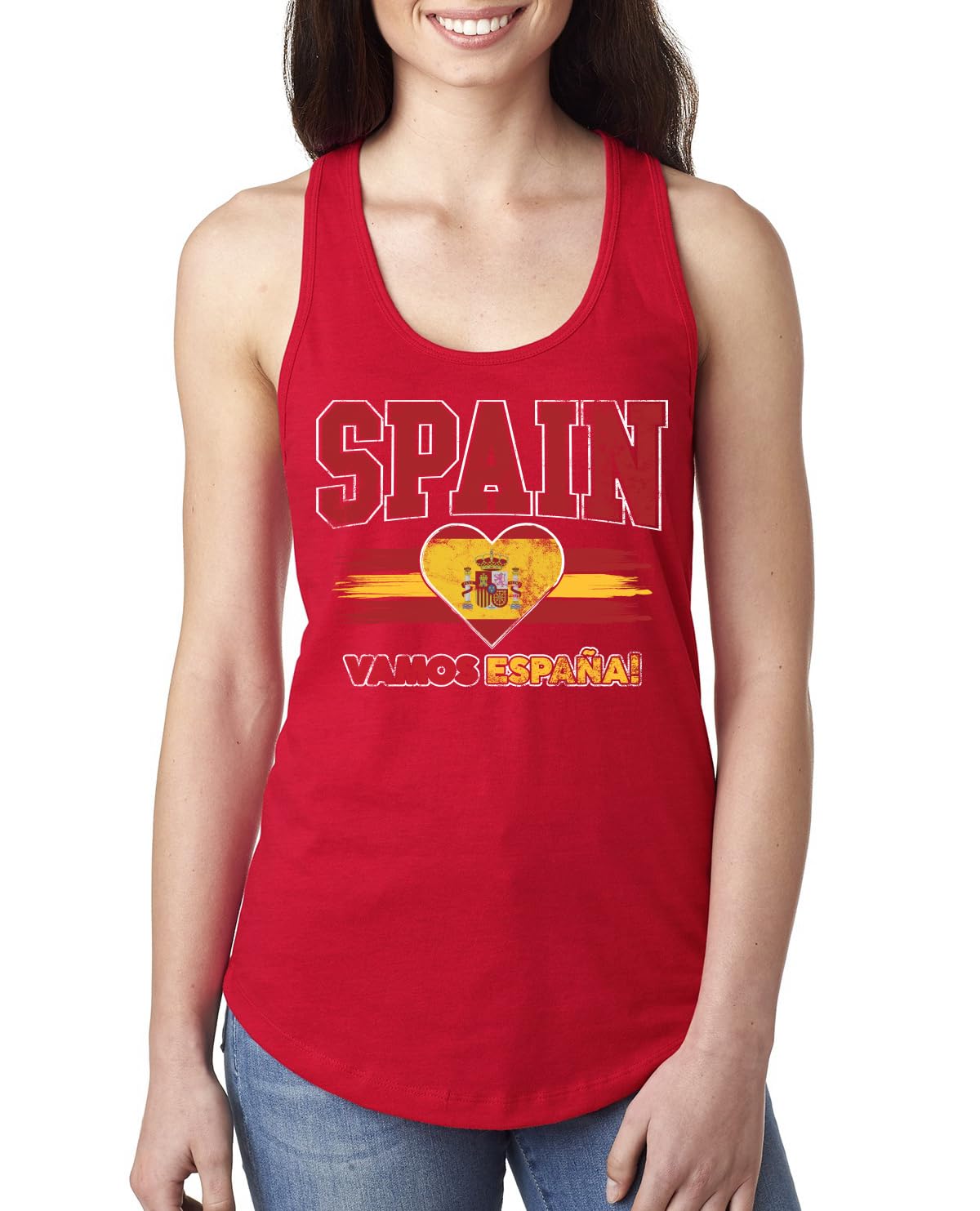 Flag Heart Soccer Fan, Women's Novelty Shirt, Game Day Gift for Her Racerback Tank Top