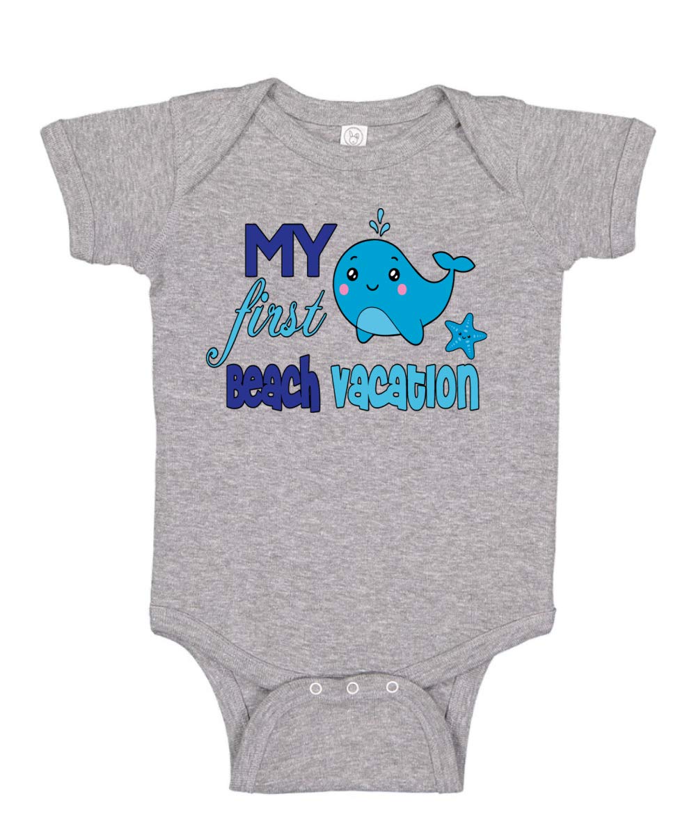 My First Beach Vacation Funny Cute Whale Humor Baby Creeper Boys Girls Infant Bodysuit