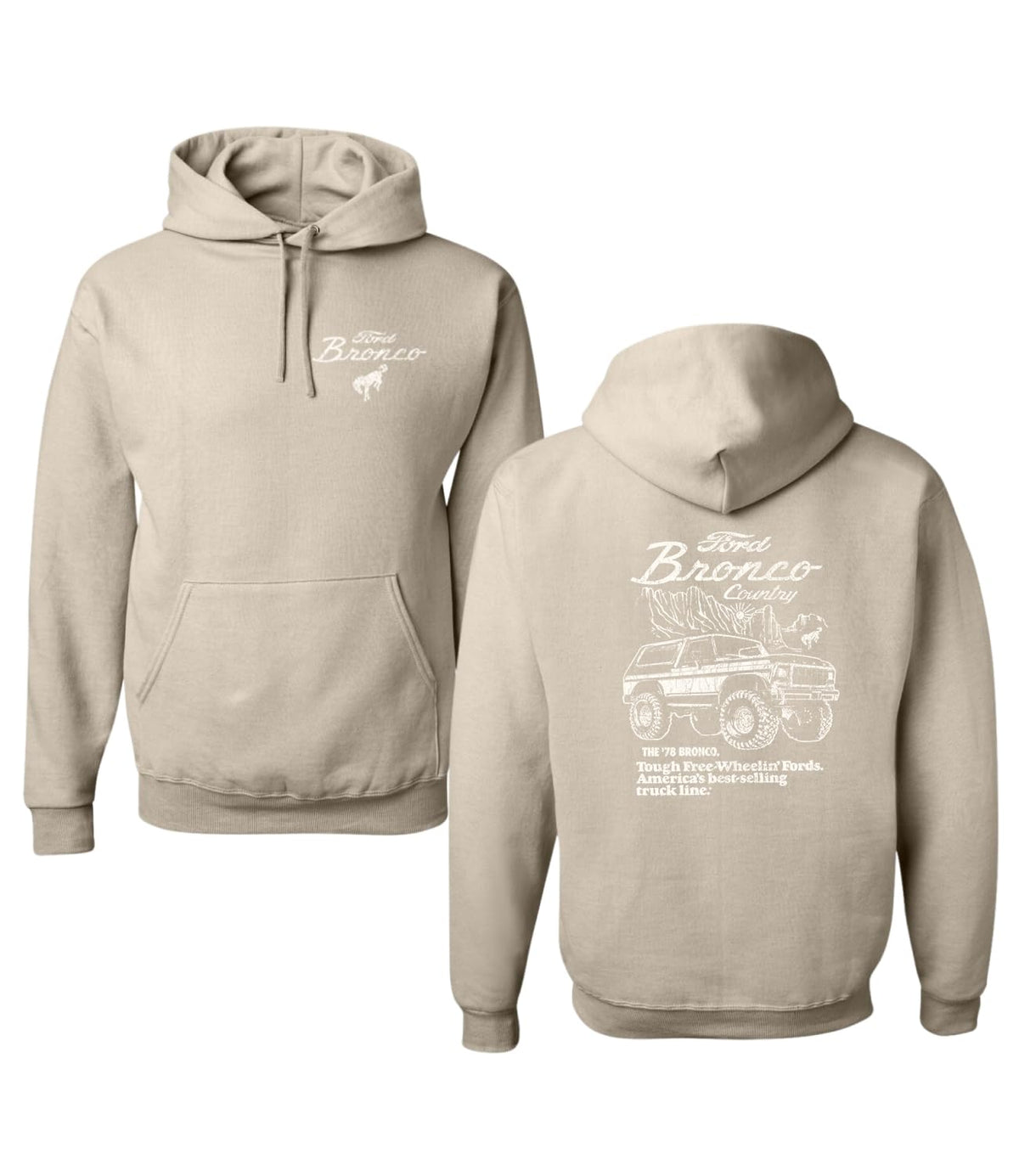 78 Ford Bronco Country Free Wheeling American Truck Cars and Trucks Front and Back Hoodie Sweatshirt