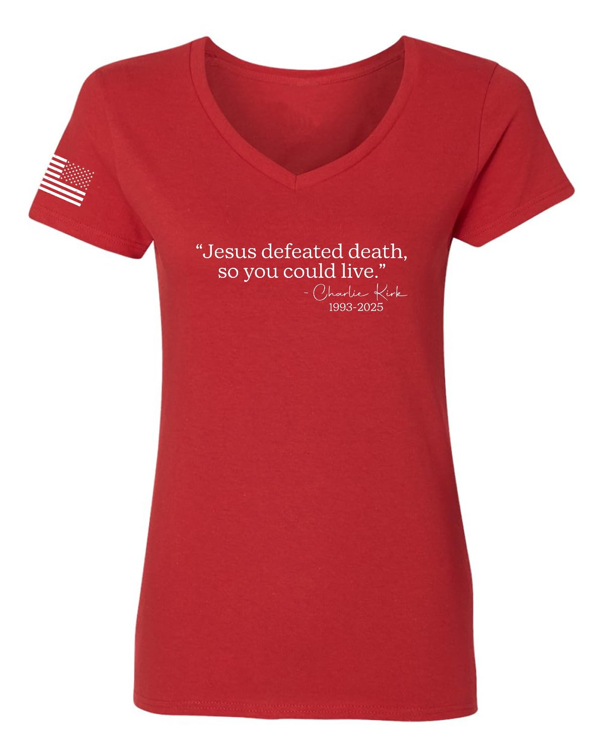 Freedom God Family Patriotism Shirt, Christian Conservative Tee for Women, Women’s Standard V-Neck Tee