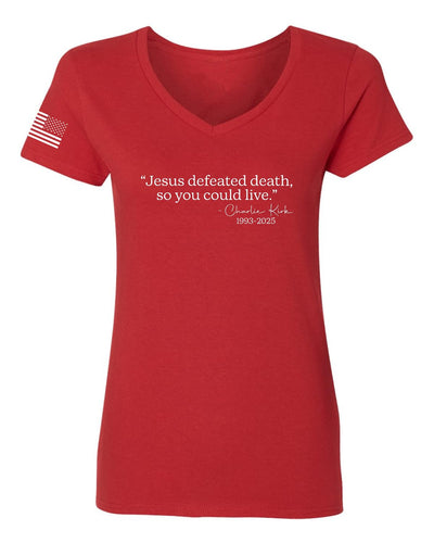 Freedom God Family Patriotism Shirt, Christian Conservative Tee for Women, Women’s Standard V-Neck Tee