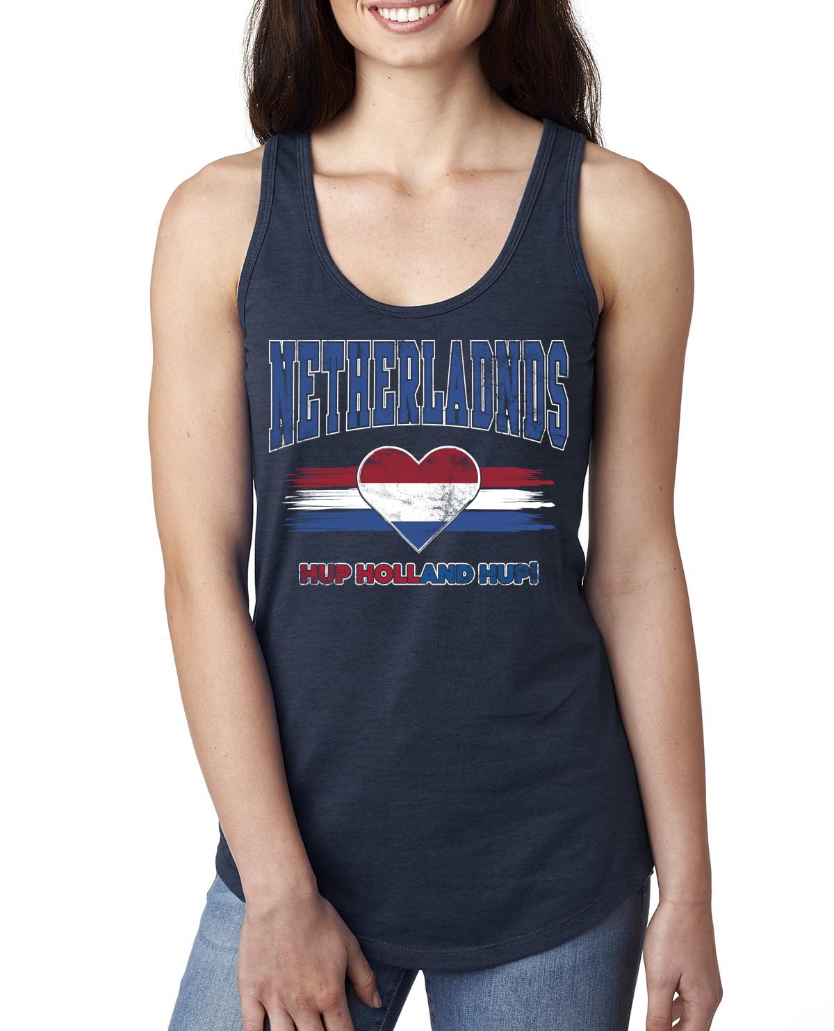 Flag Heart Soccer Fan, Women's Novelty Shirt, Game Day Gift for Her Racerback Tank Top