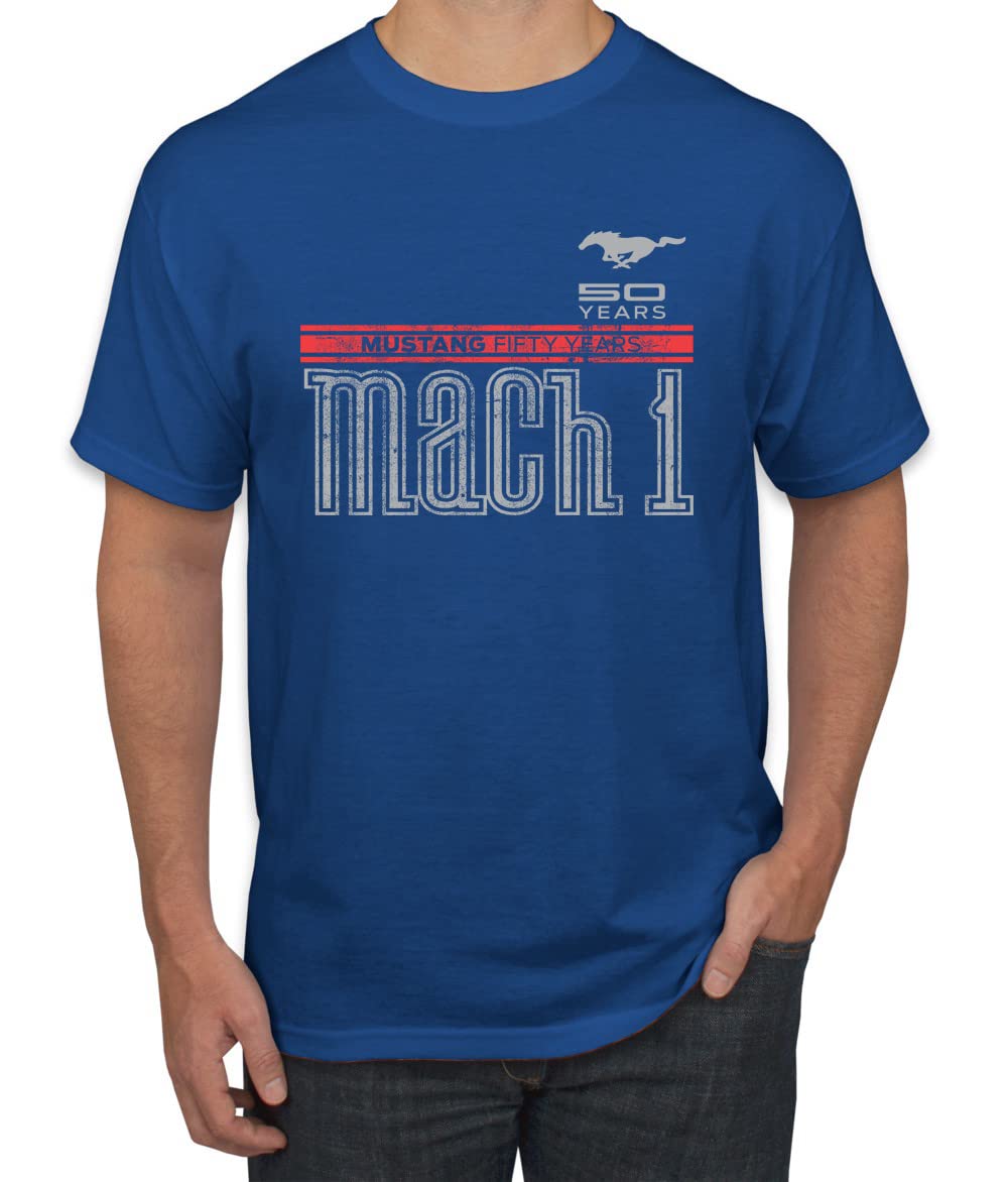 Ford Mustang 50 Years Logo Mach 1 Classic Emblem Cars and Trucks Men's Graphic T-Shirt