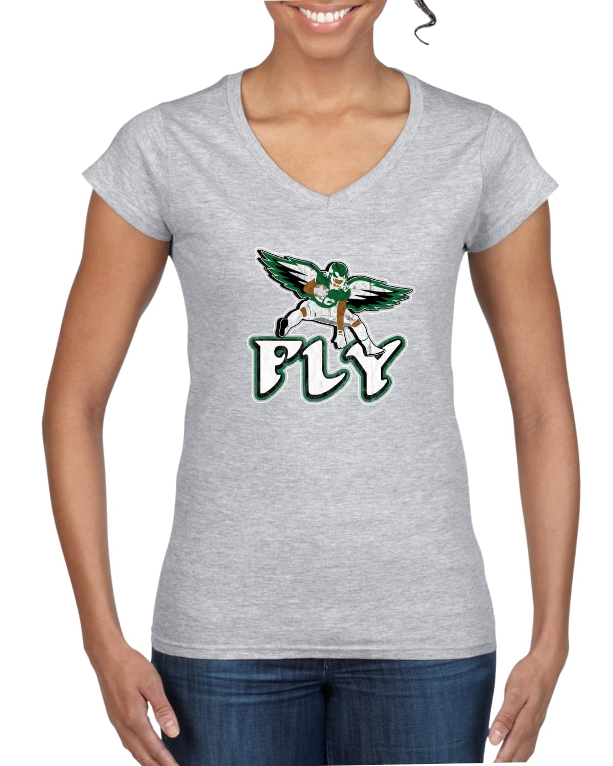 Grease The Poles Broad Street Phil Football Sports Womens Standard V-Neck Tee