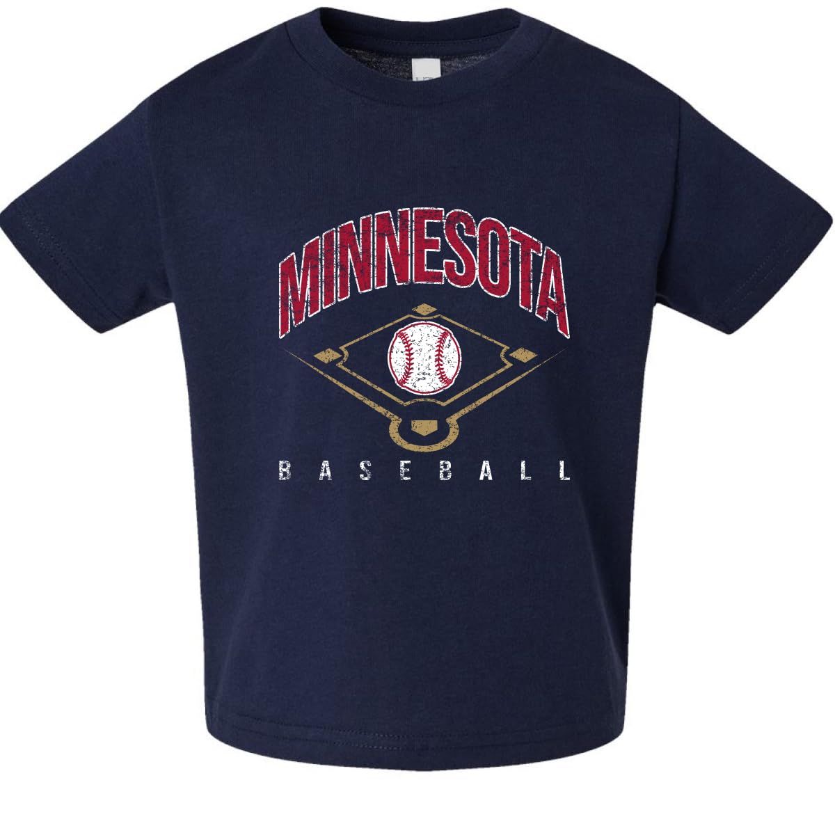 American Baseball Fan Vintage Distressed Field Sports Toddler Crew Graphic T-Shirt