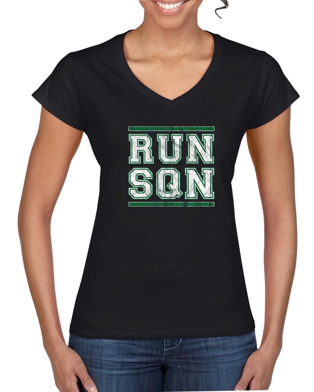 Grease The Poles Broad Street Phil Football Sports Womens Standard V-Neck Tee