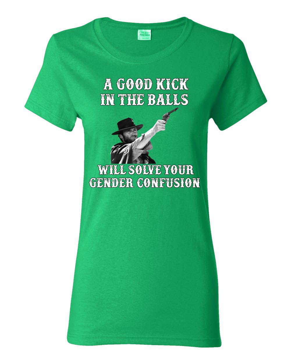 A Good Kick in The Balls Solves Gender Confusion Political Womens Graphic T-Shirt