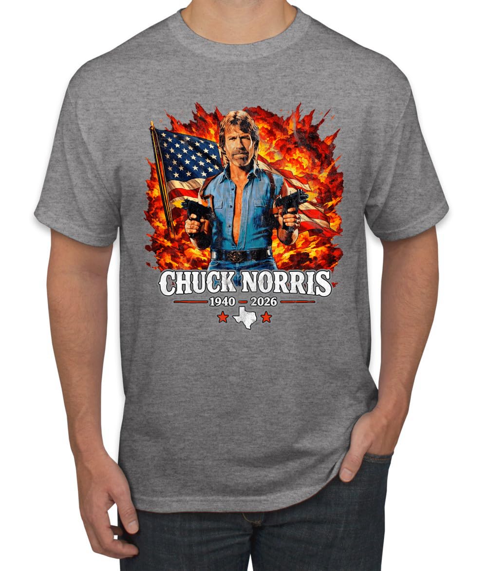 Chuck Norris 1940-2026 American Flag Texas Patriot Action Hero Memorial Tribute Pop Culture Men's T-Shirt