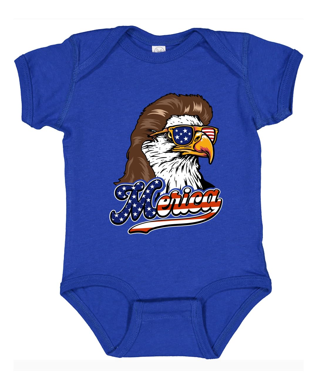 American Bald Eagle Mullet Glasses American Pride Baby Creeper Boys Girls Infant Bodysuit