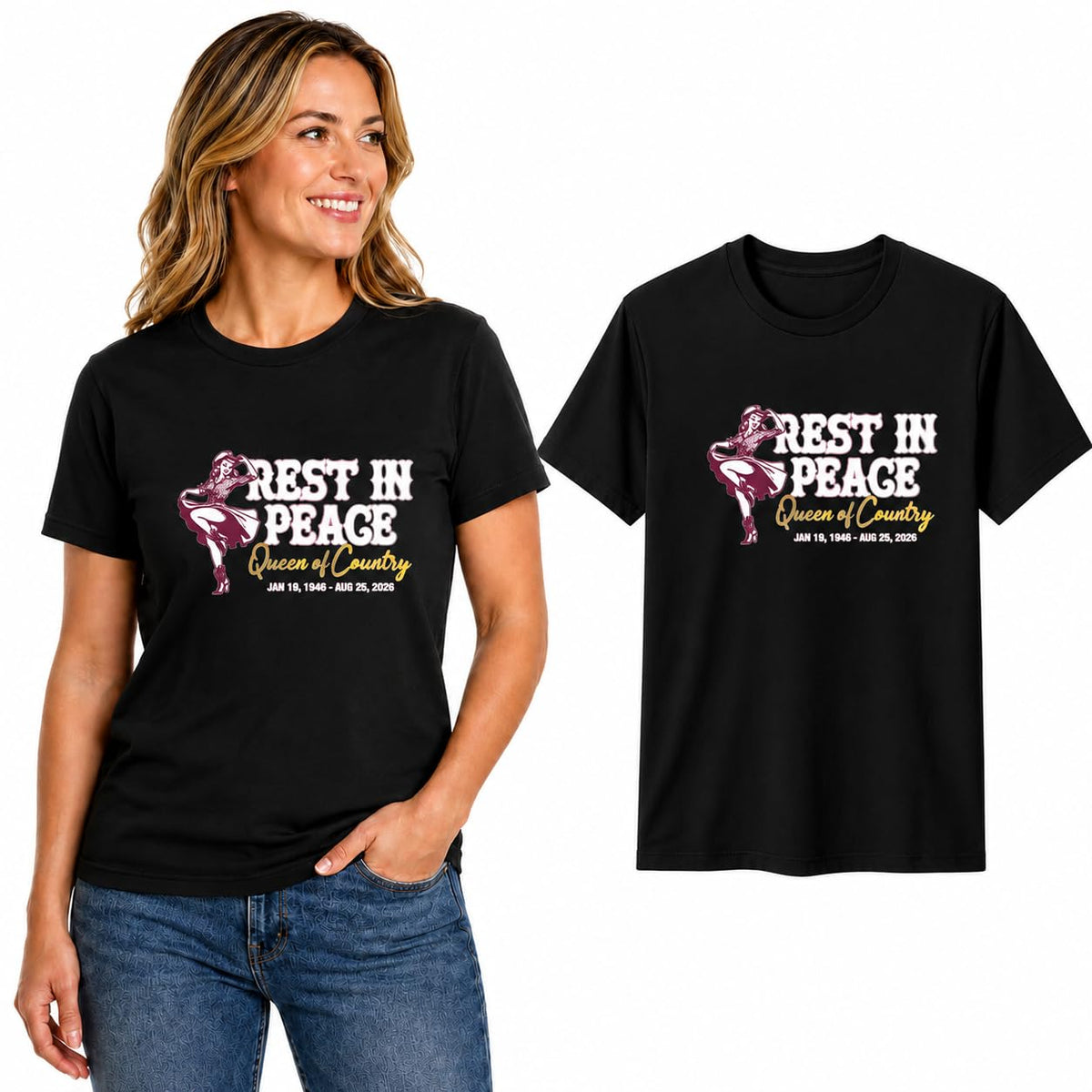Queen of Country RIP Tee Memorial Tribute Pop Culture Men's T-Shirt