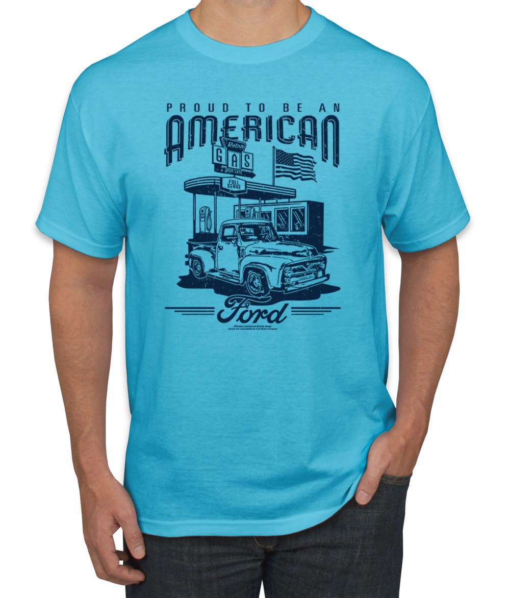 Ford Motors | Proud to be American Retro Classic Muscle Cars and Trucks Men's T-Shirt